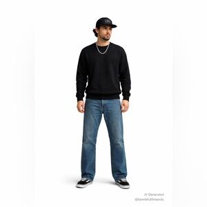 C1RCA 34 Straight Leg Skate Jeans Blue Button Fly Y2K Denim